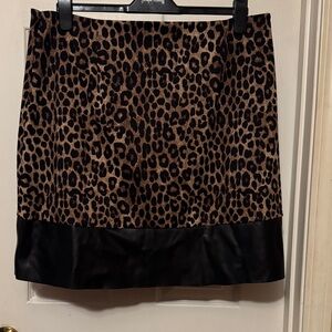 Michael Kors Animal Print Mini Skirt with Black Accent
